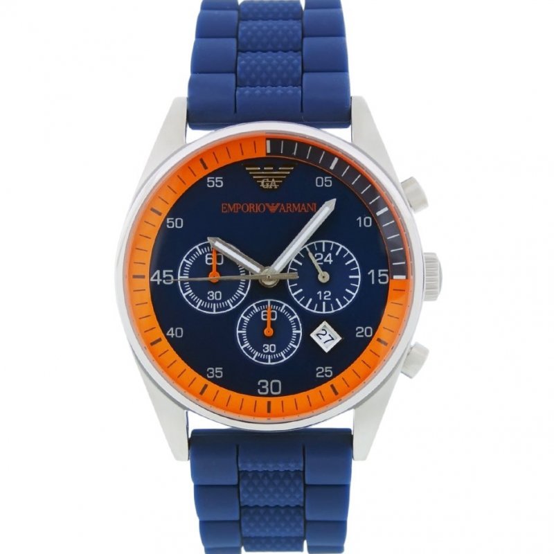 Shop Authentic Emporio Armani Chronograph Blue Dial Blue Rubber Strap Watch For Men - AR5864 - Luxxuri