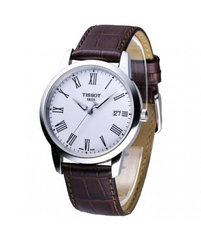 Shop Authentic Tissot T Classic Dream White Dial Brown Leather Strap Watch for Men - T033.410.16.013.01 - Luxxuri