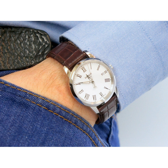 Shop Authentic Tissot T Classic Dream White Dial Brown Leather Strap Watch for Men - T033.410.16.013.01 - Luxxuri