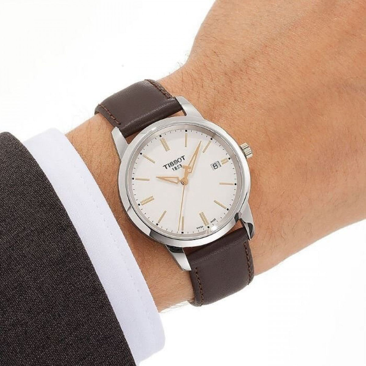 Shop Authentic Tissot T Classic Dream White Dial Brown Leather Strap Watch for Men - T033.410.26.011.01 - Luxxuri