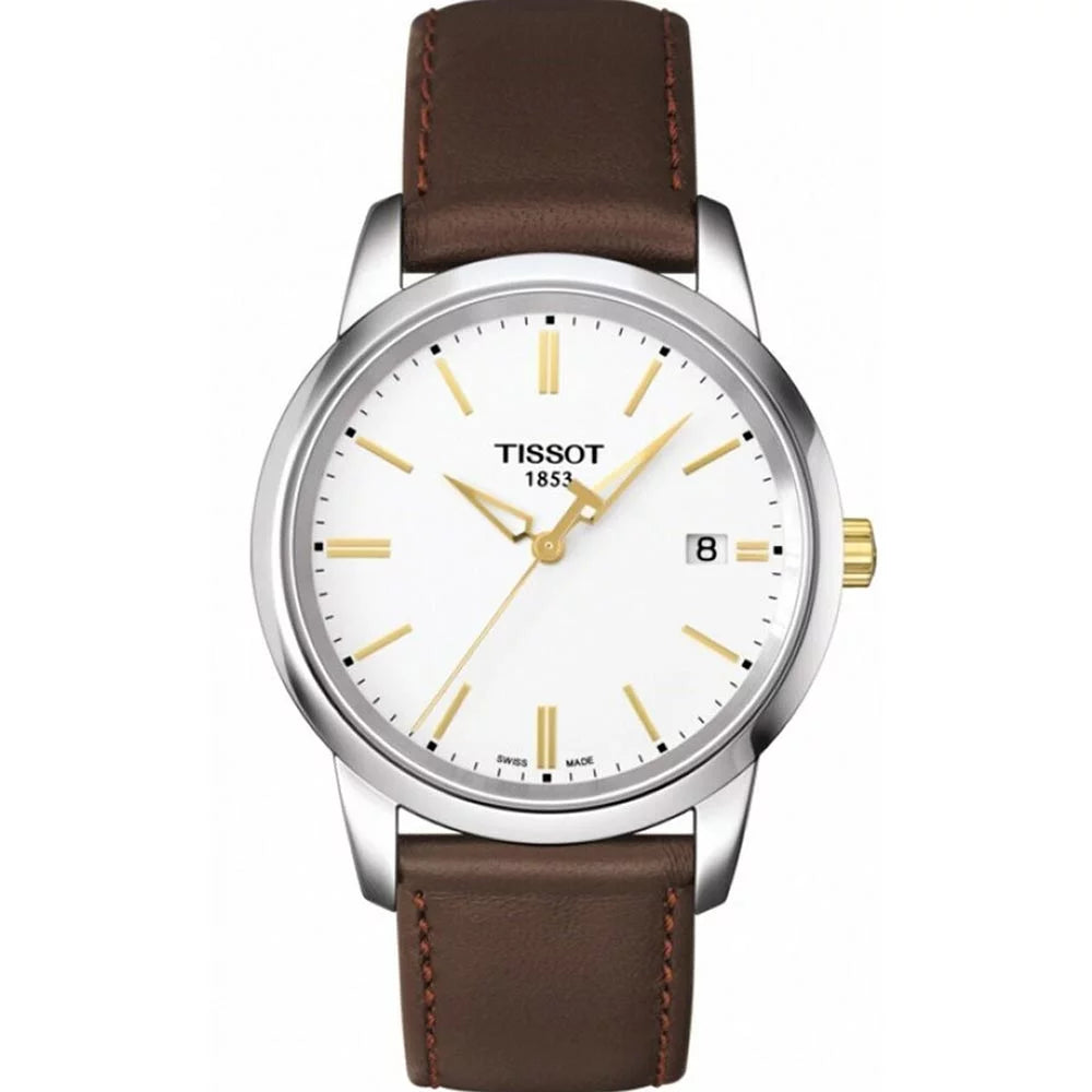 Shop Authentic Tissot T Classic Dream White Dial Brown Leather Strap Watch for Men - T033.410.26.011.01 - Luxxuri