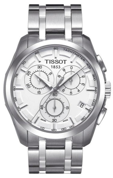 Shop Authentic Tissot T Classic Couturier Chronograph White Dial Silver Steel Strap Watch For Men - T101.617.11.031.00 - Luxxuri