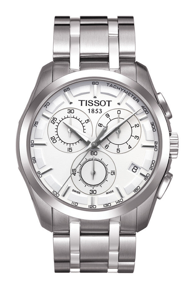 Shop Authentic Tissot T Classic Couturier Chronograph White Dial Silver Steel Strap Watch For Men - T101.617.11.031.00 - Luxxuri
