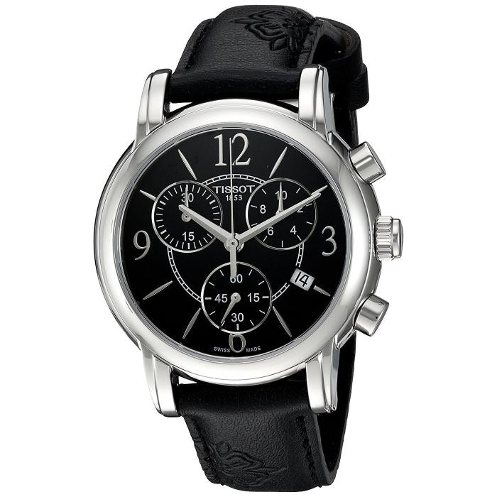 Shop Authentic Tissot Dressport Chronograph Black Dial Black Leather Strap Watch for Women - T050.217.17.057.00 - Luxxuri