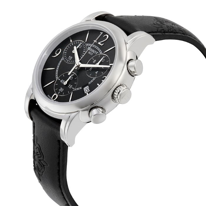 Shop Authentic Tissot Dressport Chronograph Black Dial Black Leather Strap Watch for Women - T050.217.17.057.00 - Luxxuri