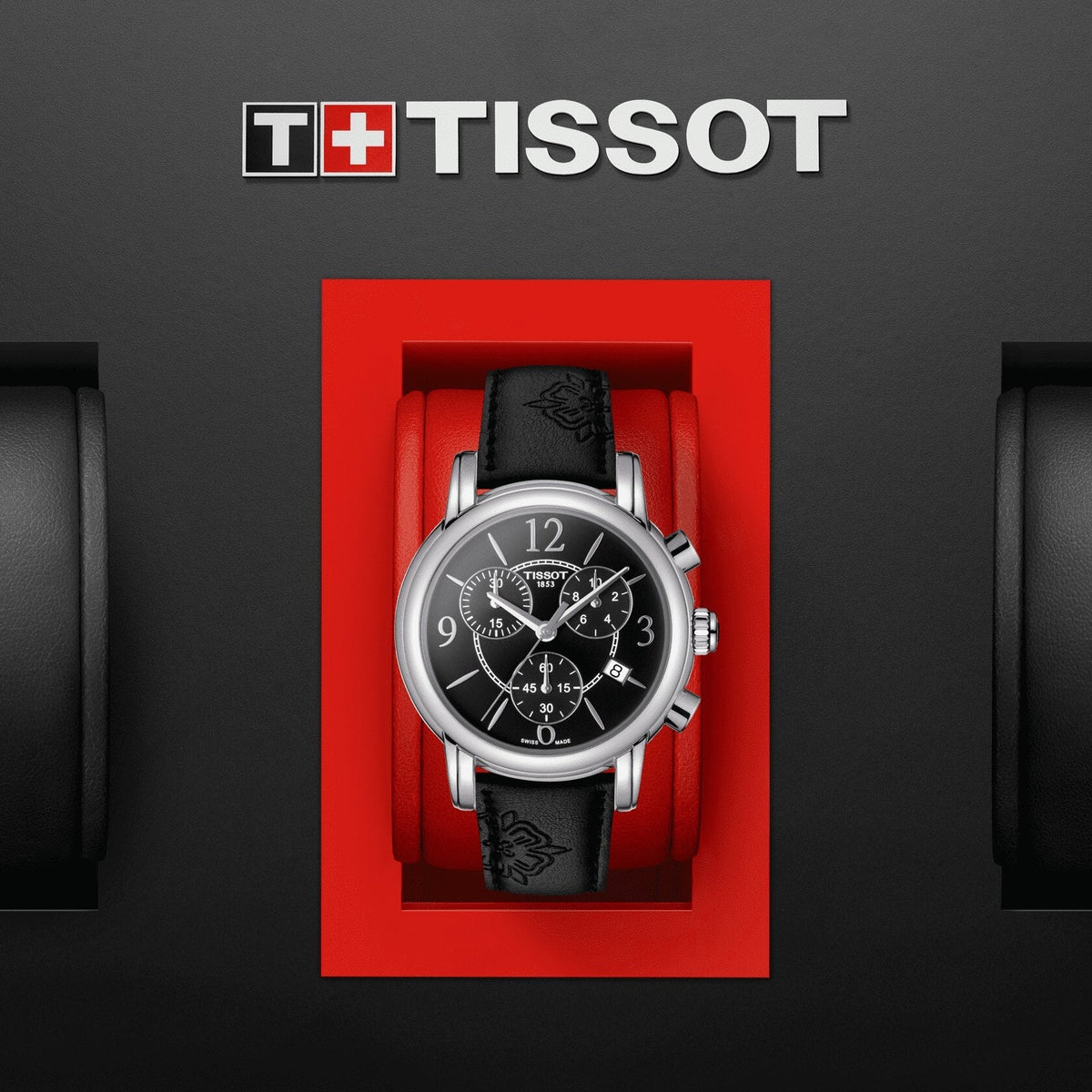 Shop Authentic Tissot Dressport Chronograph Black Dial Black Leather Strap Watch for Women - T050.217.17.057.00 - Luxxuri