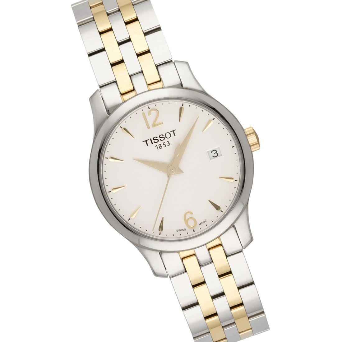 Shop Authentic Tissot T Classic Tradition White Dial Two Tone Mesh Bracelet Watch for Women - T063.210.22.037.00 - Luxxuri