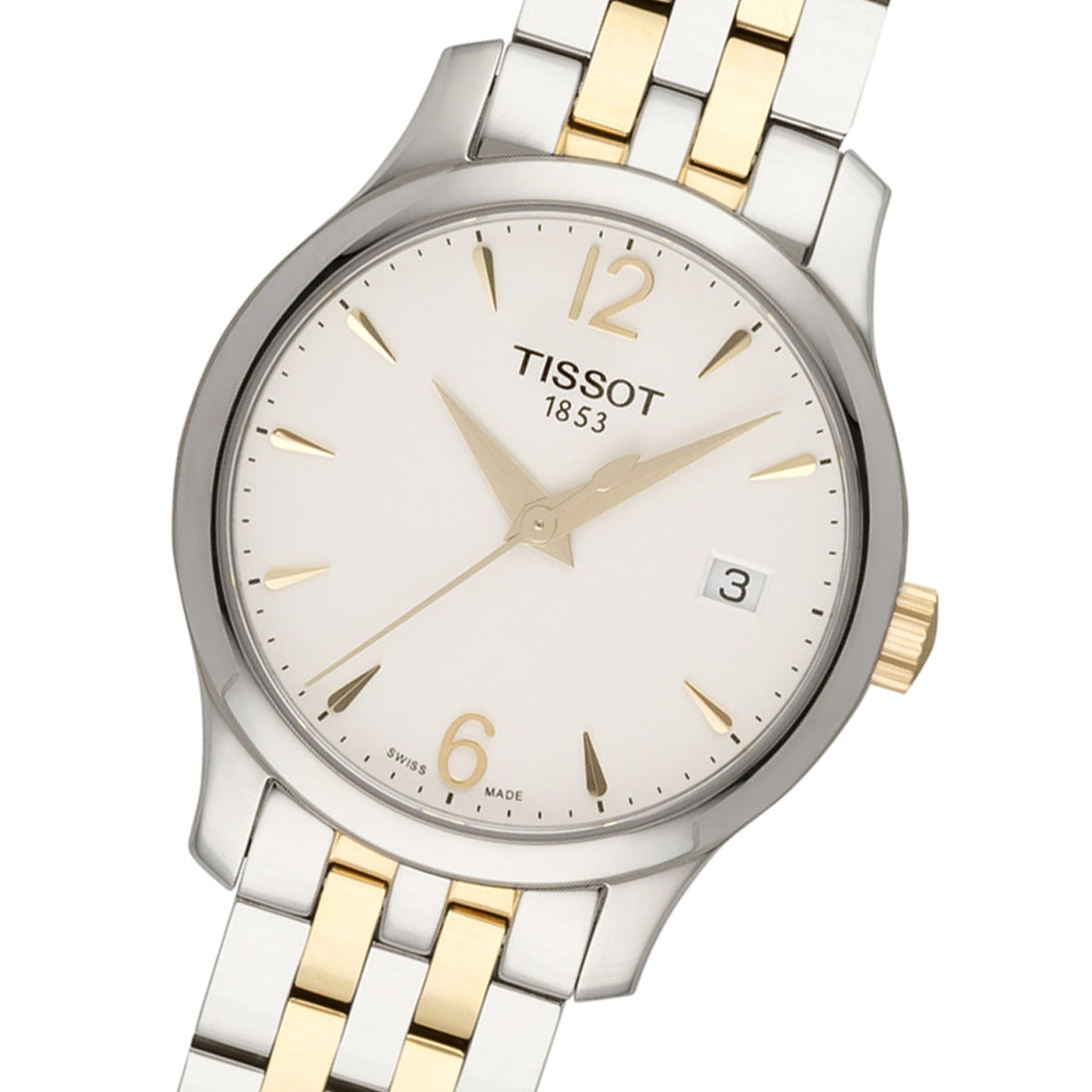 Shop Authentic Tissot T Classic Tradition White Dial Two Tone Mesh Bracelet Watch for Women - T063.210.22.037.00 - Luxxuri