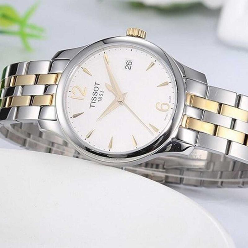 Shop Authentic Tissot T Classic Tradition White Dial Two Tone Mesh Bracelet Watch for Women - T063.210.22.037.00 - Luxxuri