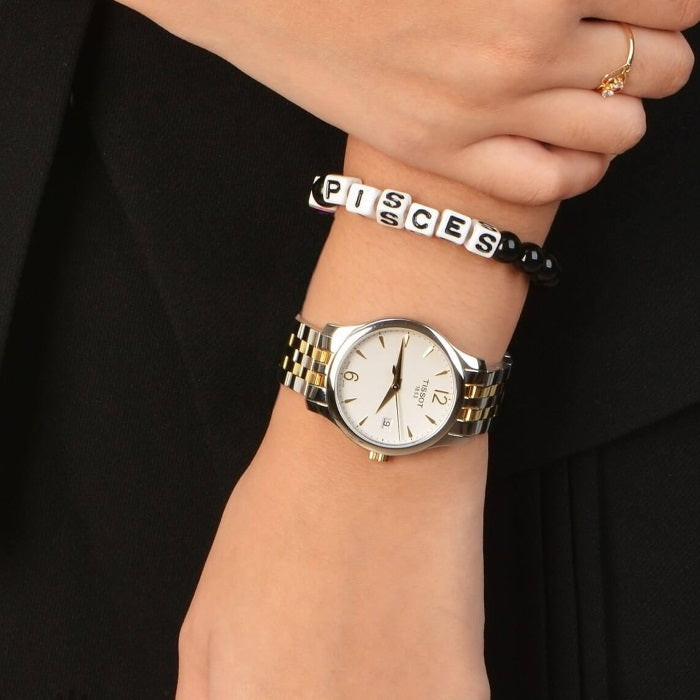Shop Authentic Tissot T Classic Tradition White Dial Two Tone Mesh Bracelet Watch for Women - T063.210.22.037.00 - Luxxuri