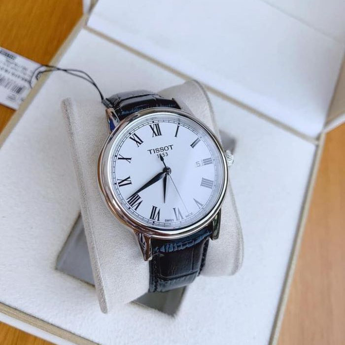 Shop Authentic Tissot T Classic Carson White Dial Black Leather Strap Watch for Men - T085.410.16.013.00 - Luxxuri