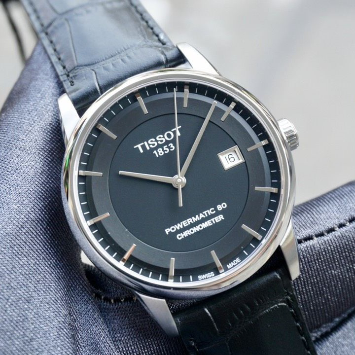 Shop Authentic Tissot T Classic Luxury Powermatic 80 Black Dial Black Leather Strap Watch For Men - T086.408.16.051.00 - Luxxuri