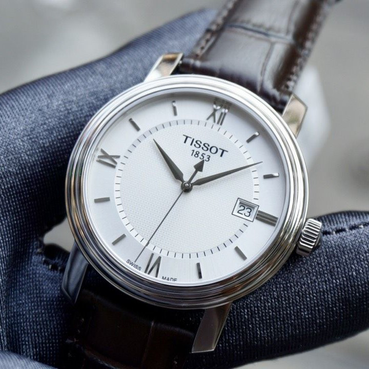Shop Authentic Tissot T Classic Bridgeport Silver Dial Brown Leather Strap Watch For Men - T097.410.16.038.00 - Luxxuri