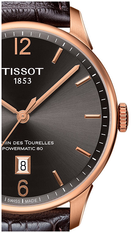 Shop Authentic Tissot T Classic Chemin Des Tourelles Powermatic 80 Brown Dial Brown Leather Strap Watch for Men - T099.407.36.447.00 - Luxxuri