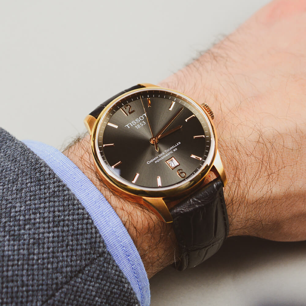 Shop Authentic Tissot T Classic Chemin Des Tourelles Powermatic 80 Brown Dial Brown Leather Strap Watch for Men - T099.407.36.447.00 - Luxxuri