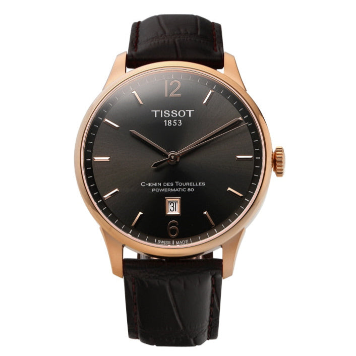 Shop Authentic Tissot T Classic Chemin Des Tourelles Powermatic 80 Brown Dial Brown Leather Strap Watch for Men - T099.407.36.447.00 - Luxxuri