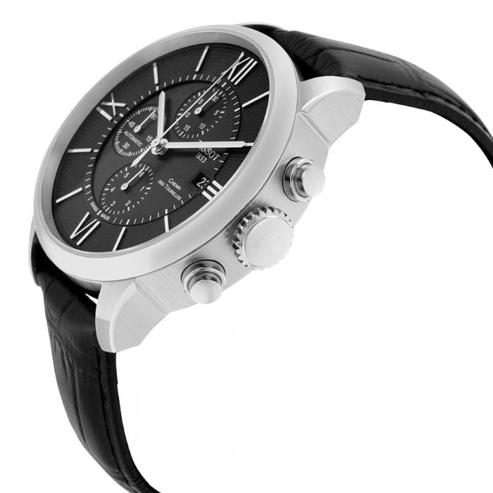 Shop Authentic Tissot T Classic Chemin Des Tourelles Chronograph Black Dial Black Leather Strap Watch For Men - T099.427.16.058.00 - Luxxuri