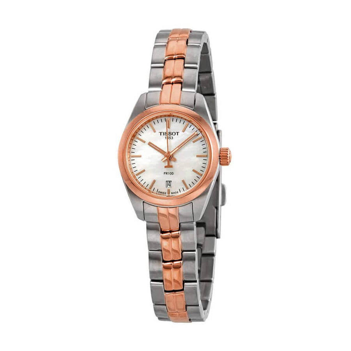 Shop Authentic Tissot T Classic PR100 Mother of Pearl Dial Two Tone Steel Strap Watch for Women - T101.010.22.111.01 - Luxxuri