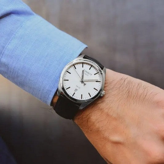 Shop Authentic Tissot T Classic PR 100 White Dial Black Leather Strap Watch for Men - T101.410.16.031.00 - Luxxuri