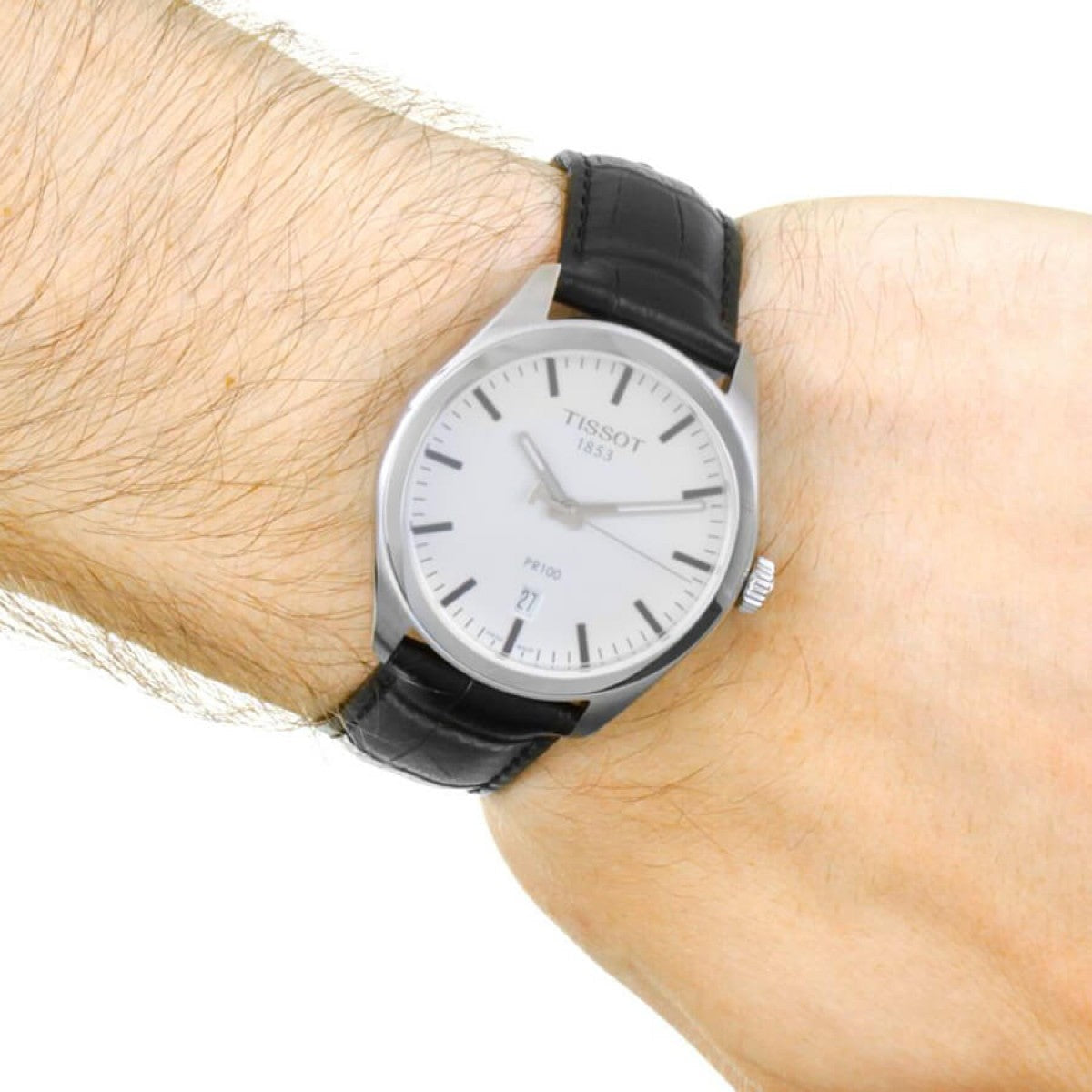 Shop Authentic Tissot T Classic PR 100 White Dial Black Leather Strap Watch for Men - T101.410.16.031.00 - Luxxuri