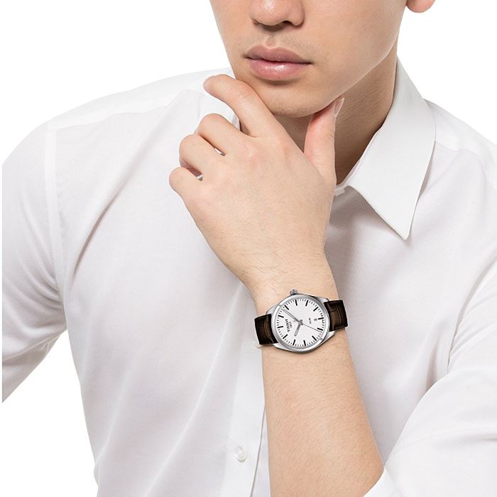 Shop Authentic Tissot T Classic PR 100 White Dial Black Leather Strap Watch for Men - T101.410.16.031.00 - Luxxuri