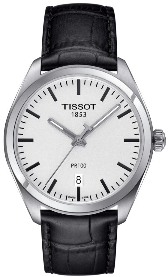 Shop Authentic Tissot T Classic PR 100 White Dial Black Leather Strap Watch for Men - T101.410.16.031.00 - Luxxuri