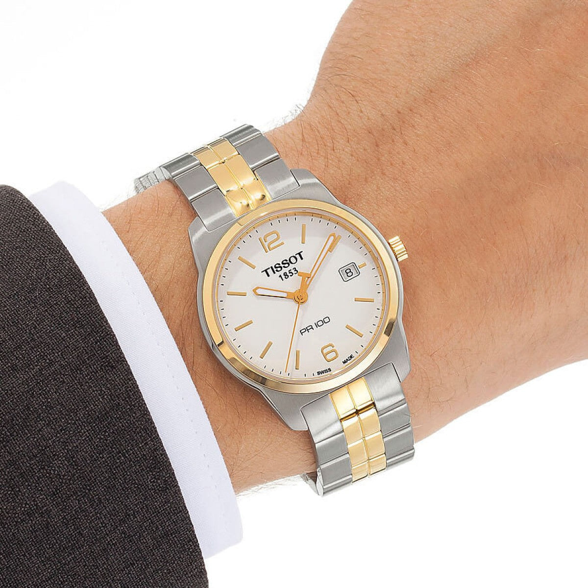 Shop Authentic Tissot T Classic PR 100 White Dial Two Tone Steel Strap Watch for Men - T101.410.22.031.00 - Luxxuri