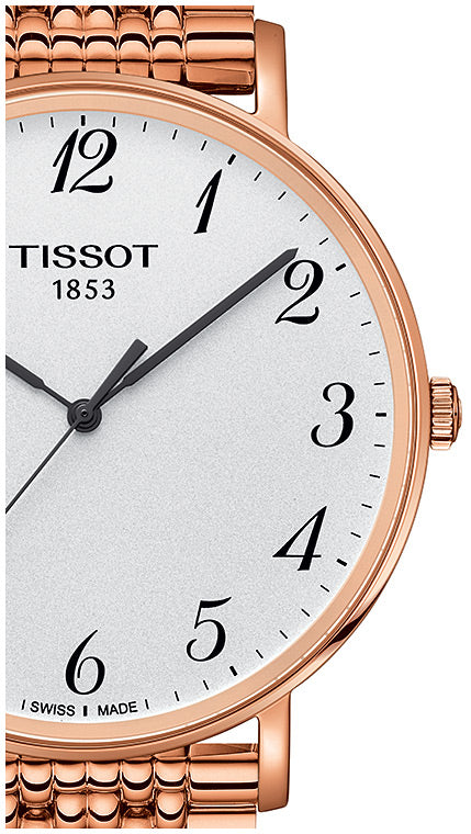 Shop Authentic Tissot T Classic Everytime White Dial Rose Gold Mesh Bracelet Watch for Men - T109.610.33.032.00 - Luxxuri