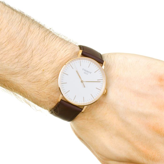 Shop Authentic Tissot T Classic Everytime White Dial Brown Leather Strap Watch for Men - T109.610.36.031.00 - Luxxuri