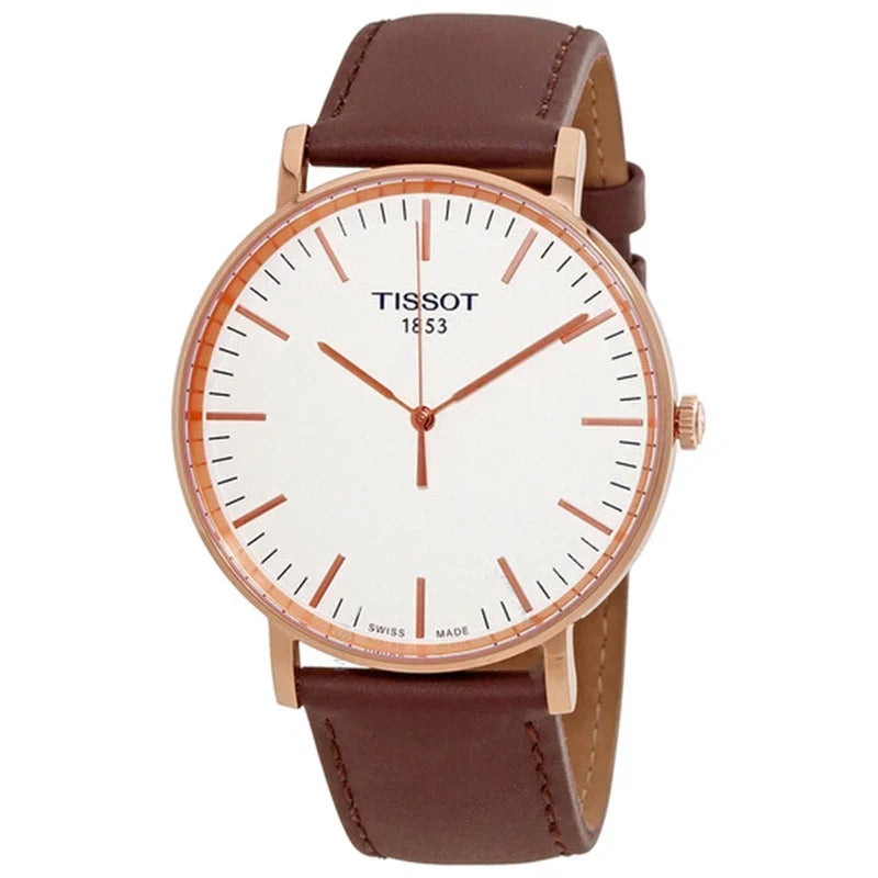 Shop Authentic Tissot T Classic Everytime White Dial Brown Leather Strap Watch for Men - T109.610.36.031.00 - Luxxuri