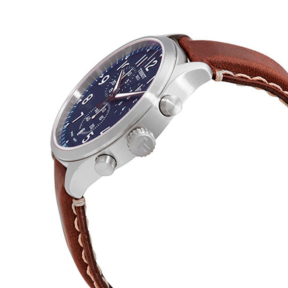 Shop Authentic Tissot Chrono XL Vintage Blue Dial Brown Leather Strap Watch For Men - T116.617.16.042.00 - Luxxuri