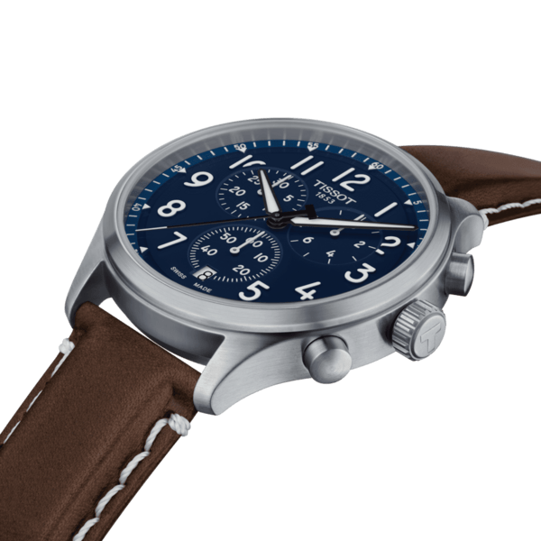 Shop Authentic Tissot Chrono XL Vintage Blue Dial Brown Leather Strap Watch For Men - T116.617.16.042.00 - Luxxuri