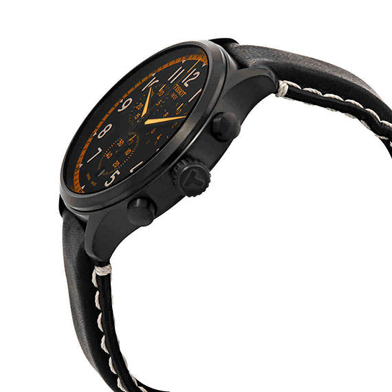 Shop Authentic Tissot Chrono XL Vintage Chronograph Black Dial Black Leather Strap Watch For Men - T116.617.36.052.02 - Luxxuri