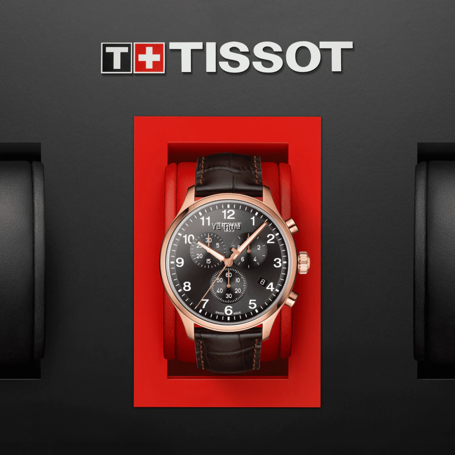 Shop Authentic Tissot Chrono XL Black Dial Brown Leather Strap Watch For Men - T116.617.36.057.01 - Luxxuri