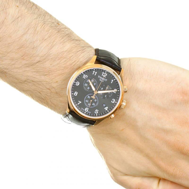 Shop Authentic Tissot Chrono XL Black Dial Brown Leather Strap Watch For Men - T116.617.36.057.01 - Luxxuri