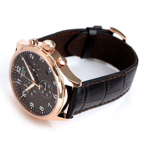 Shop Authentic Tissot Chrono XL Black Dial Brown Leather Strap Watch For Men - T116.617.36.057.01 - Luxxuri