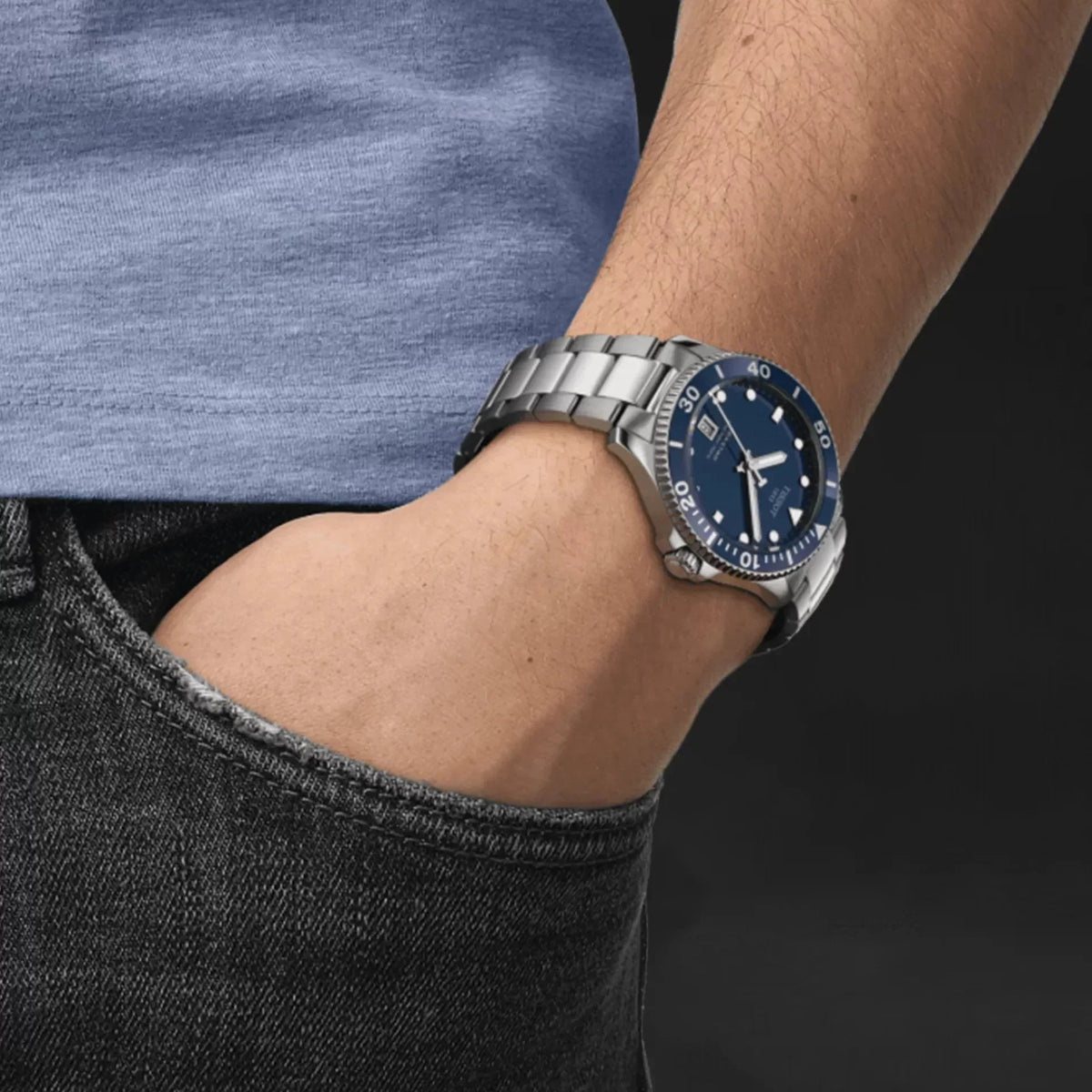 Tissot Seastar 1000 Blue Dial Silver Steel Strap Watch For Men - T120.410.11.041.00