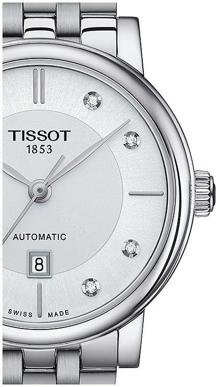 Shop Authentic Tissot T Classic Carson Premium White Diamonds Dial Silver Steel Strap Watch for Women - T1222071103600 - Luxxuri