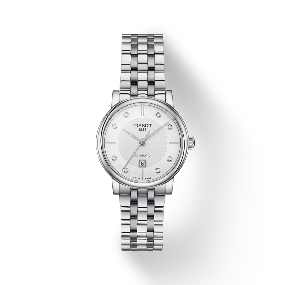 Shop Authentic Tissot T Classic Carson Premium White Diamonds Dial Silver Steel Strap Watch for Women - T1222071103600 - Luxxuri