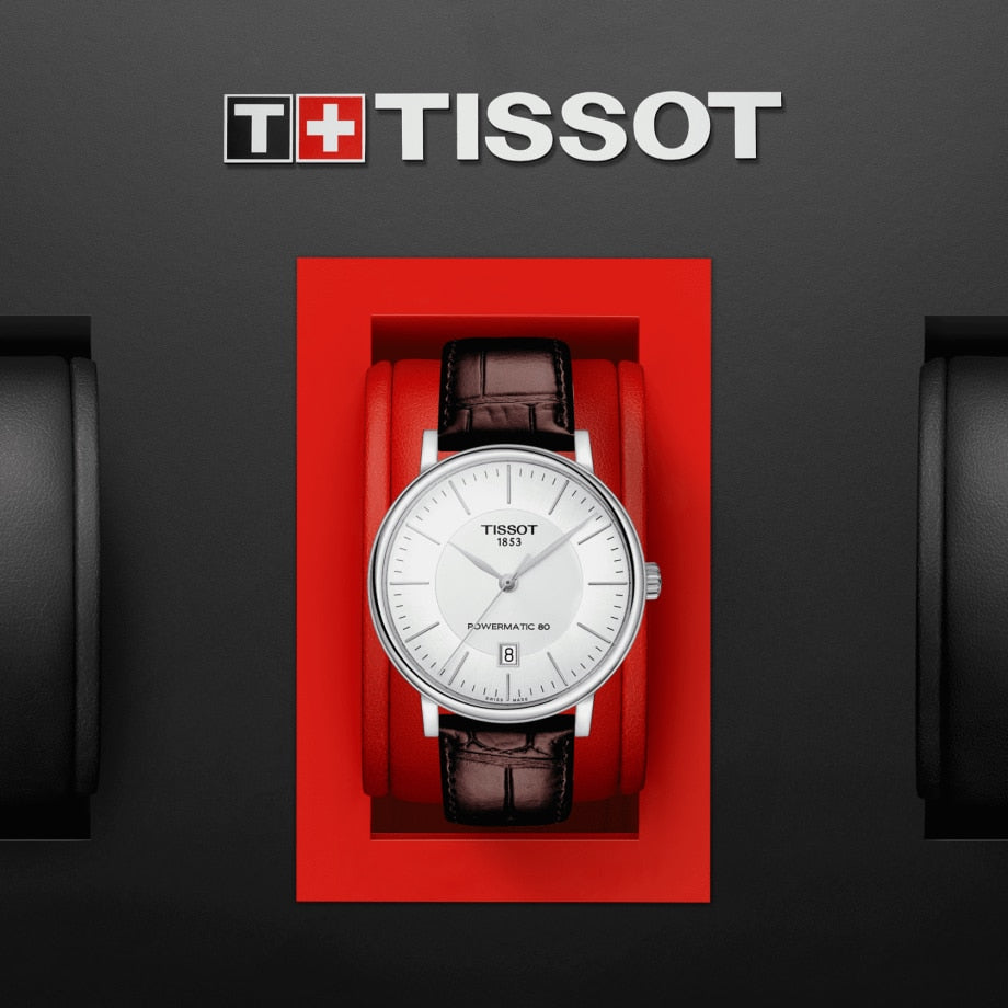 Shop Authentic Tissot T-Classic Powermatic 80 Silver Dial Brown Leather Strap Watch For Men - T122.407.16.031.00 - Luxxuri