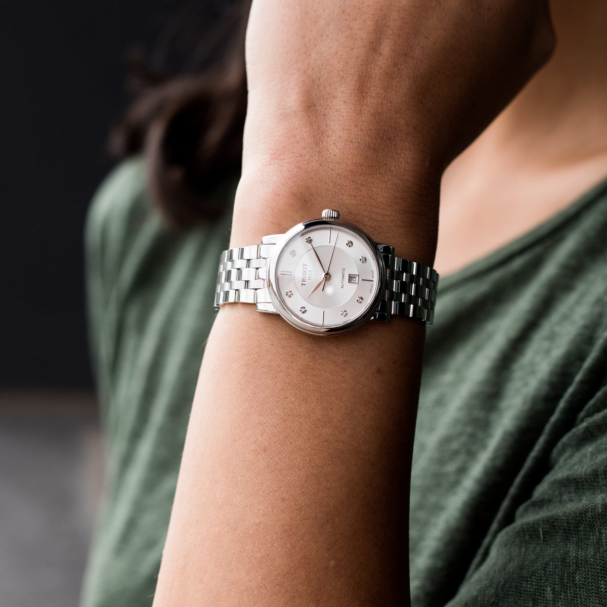 Shop Authentic Tissot T Classic Carson Premium White Diamonds Dial Silver Steel Strap Watch for Women - T1222071103600 - Luxxuri