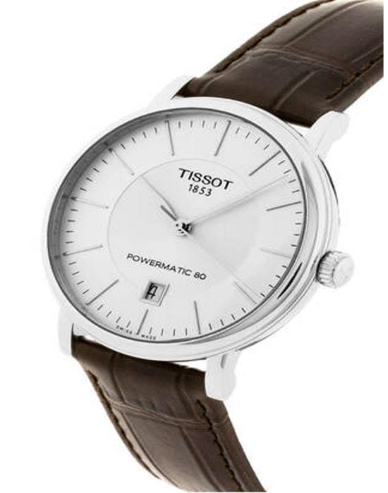Shop Authentic Tissot T-Classic Powermatic 80 Silver Dial Brown Leather Strap Watch For Men - T122.407.16.031.00 - Luxxuri
