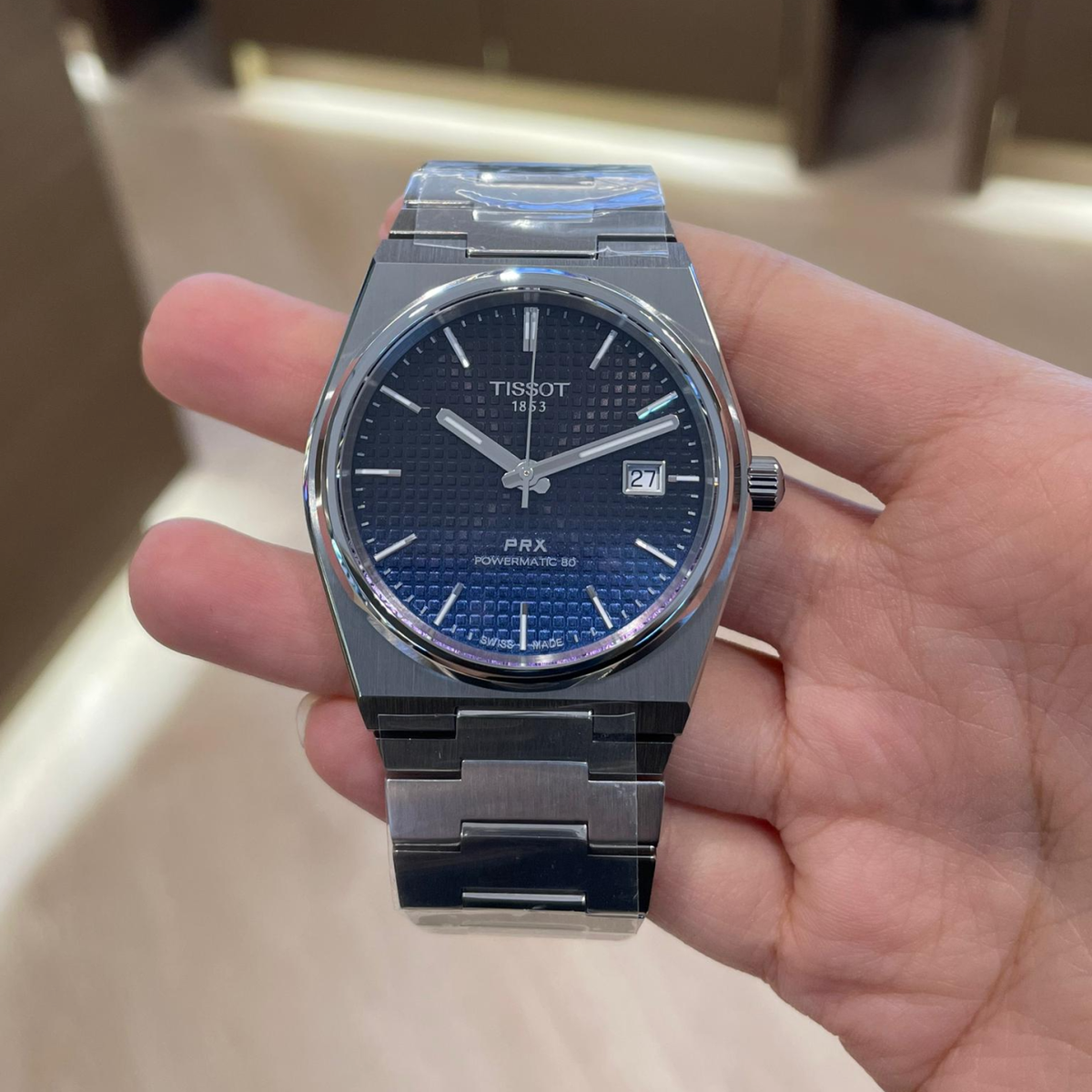 Shop Authentic Tissot Powermatic 80 Automatic Gradient Blue Dial Silver Steel Strap Watch for Men - T137.407.11.051.01 - Luxxuri