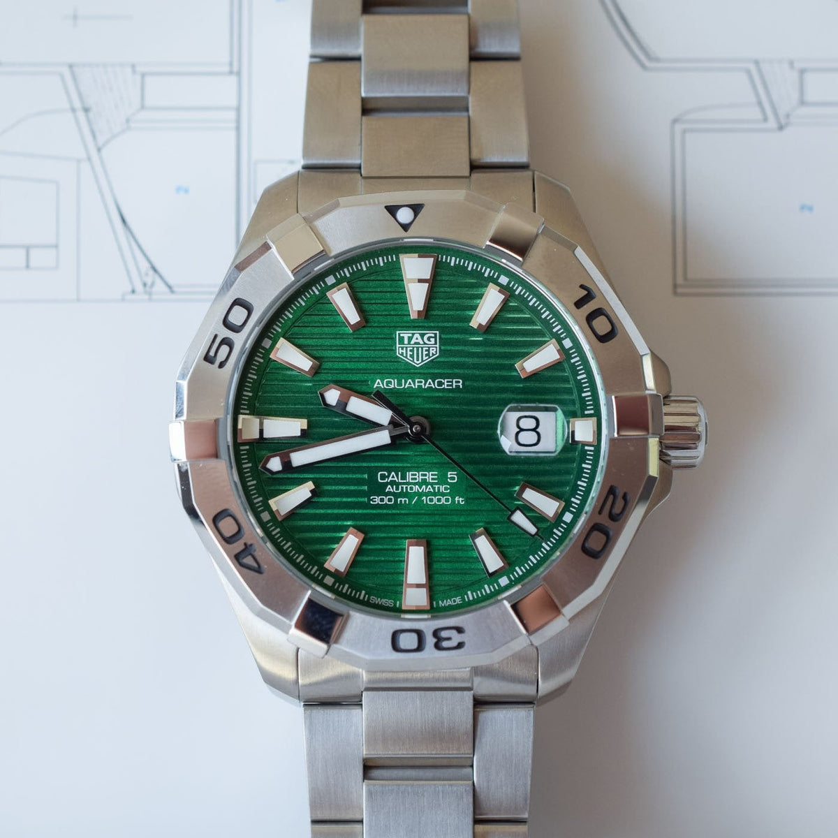 Shop Authentic Tag Heuer Aquaracer Green Dial Watch for Men - WAY2015.BA0927 - Luxxuri