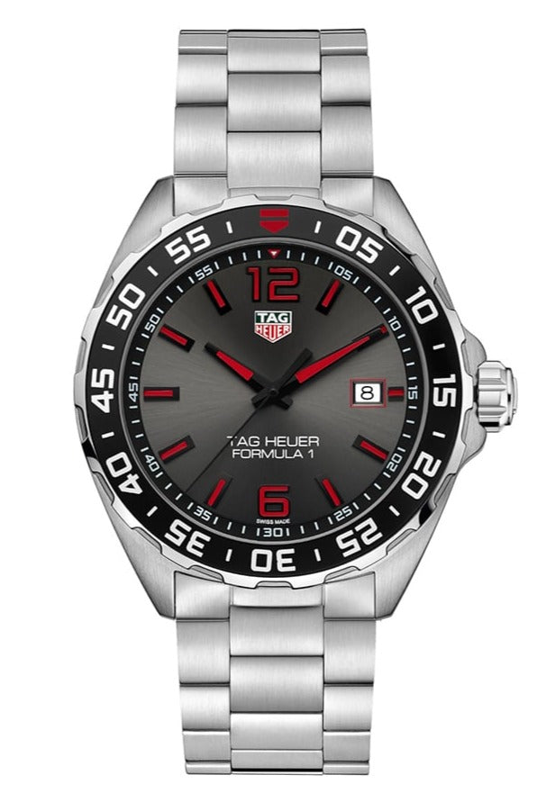 Shop Authentic Tag Heuer Formula 1 Quartz Anthracite Dial Silver Steel Strap Watch for Men - WAZ1018.BA0842 - Luxxuri