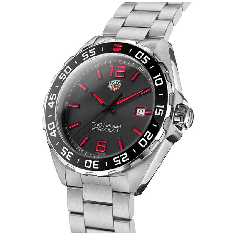 Shop Authentic Tag Heuer Formula 1 Quartz Anthracite Dial Silver Steel Strap Watch for Men - WAZ1018.BA0842 - Luxxuri