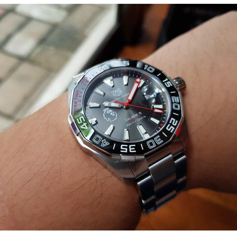 Shop Authentic Tag Heuer Aquaracer Calibre 5 Premiere League Edition Black Dial Silver Stainless Steel Watch for Men - WAY201D.BA0927 - Luxxuri