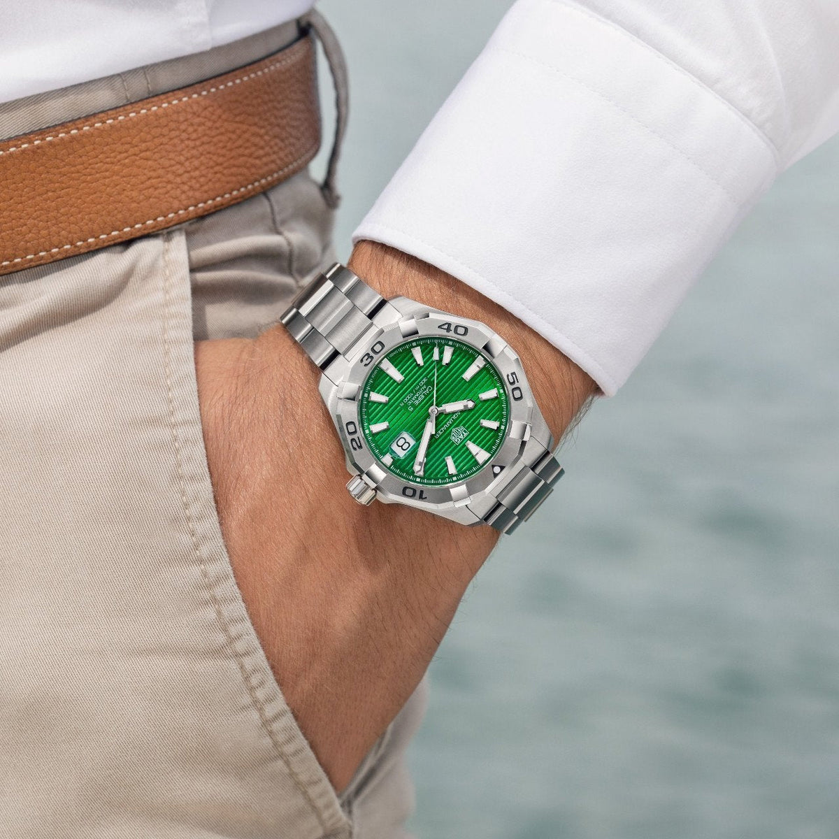 Shop Authentic Tag Heuer Aquaracer Diamonds Emerald Green Dial Watch for Women - WBD1316.BA0740 - Luxxuri