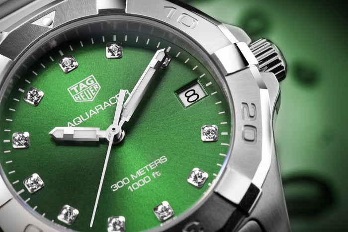 Shop Authentic Tag Heuer Aquaracer Diamonds Emerald Green Dial Watch for Women - WBD1316.BA0740 - Luxxuri