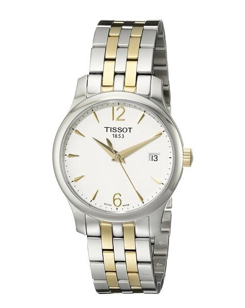Shop Authentic Tissot T Classic Tradition White Dial Two Tone Mesh Bracelet Watch for Women - T063.210.22.037.00 - Luxxuri